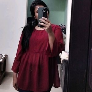 BESIVA BRAND beautiful Festivewear Maroon Top