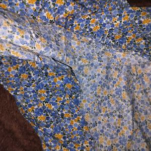 LIGHT BLUE FLORAL PRINT FROCK FOR GIRLS