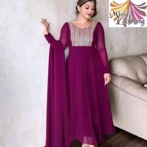 Enthic Wear Gown With Dupatta