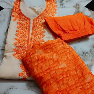 Chanderi Suit With Leggings Duppata
