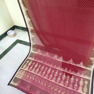 Chiffon Maroon Saree