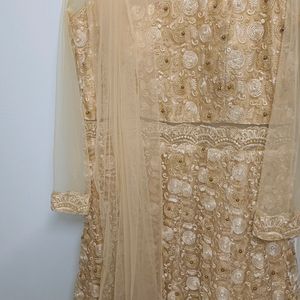 Designer Boutique Gold Gown With Dupatta