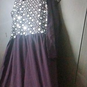 Purple Mirror Work Gown