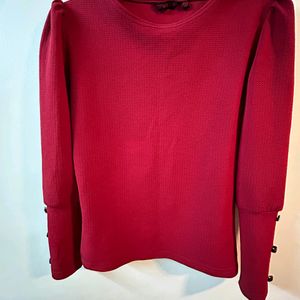 Women Maroon Full Sleeves Top