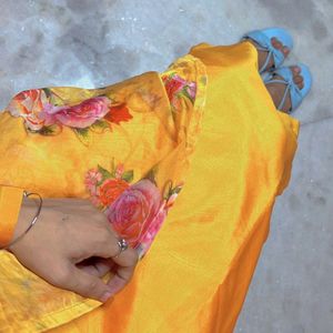 Organza Yellow Kurta Pant & Dupatta Set