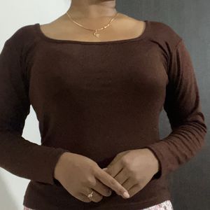 Women Brown Full Sleeves Top