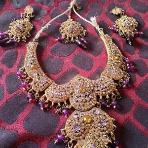 Purple Bridal Set With Bindi