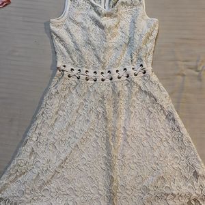 White Criss Cross Waist Dress