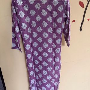 Lavender Floral Print Kurta Pant Set