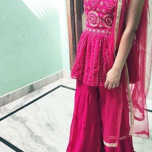 Dark Pink Colour Kurta & Sharara Set ❣️