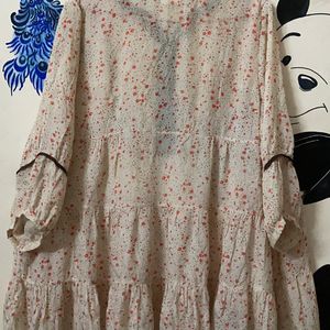 Vintage Peach Floral Korean Dress