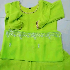 Flared Anarkali Gown With Embroidered Dupatta