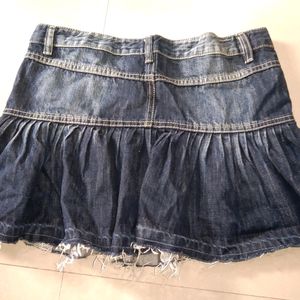 Cute Pleated Denim Skirt