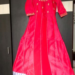 Beautiful Ethnic Red full Length Gown with Organza