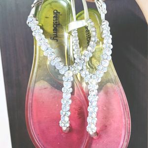 Embellished T-strap Sandals