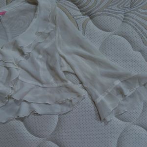 Y2k Ruffle Mesh White Shrug Bolero Pinterest