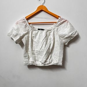 White Cotton Crop Top