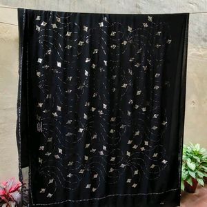 BLACK CHIFFON SEQUINS WORK SAREE 💜