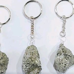 Natural real Pyrite Stone Key Chain