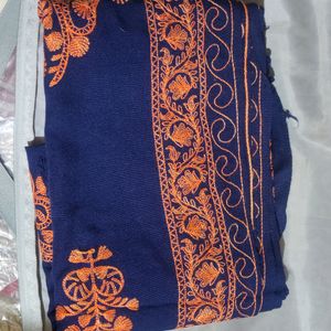 Navy Blue Embroidery Shawl