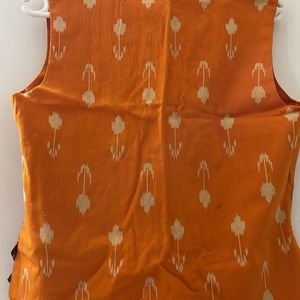 Ethnic Overcoat sleeveless Ikkat And Kalamkari D