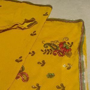 Crepe Yellow Saree