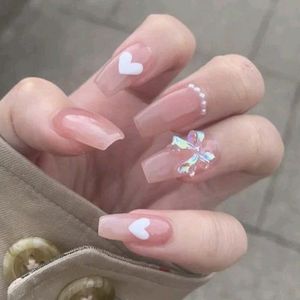 KOREAN STYLE FAKE NAILS WITH BOW CHARM