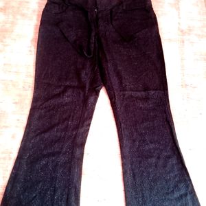 Casual Women Or Girls Flared Trouser Shine Black