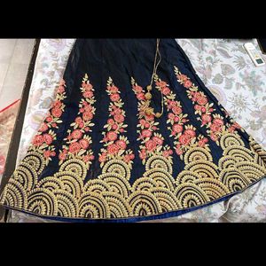 Beautiful Blue Lehanga With Red Dupatta