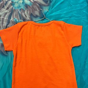 Orange Square Neck Tee