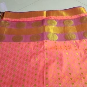 Peach Pink Soft Silk Saree...