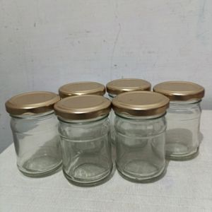 Glass Container  with Golden Lid