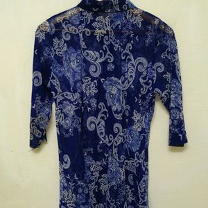 Trendy New Baby Blue White Print Top For Women