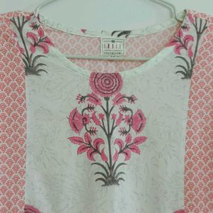 I.N.D.I.E Picks Pink Floral Straight Kurta