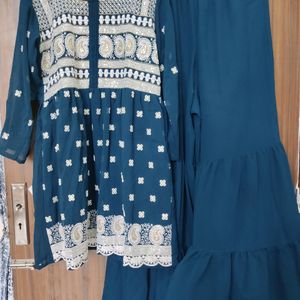 Heavy Embroidery Kurta Sharara Set