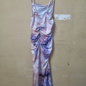 Abstract Printed Ruched Dress