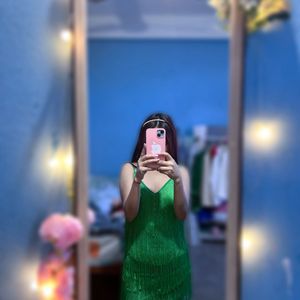 Green Fringed Bodycon Dress