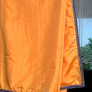 Haldi Function Yellow Saree With Blue Lace