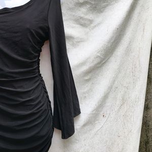 I. BLACK RUCHED MINI BODYCON