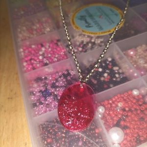 Ruby Crystal Pendant With Silver Chain!!❤️