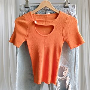 Cute Orange Slimfit Top