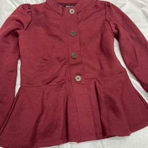 Sassafras Maroon Woollen Sweater With Buttons