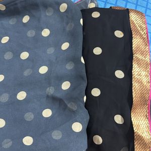 Good Black Dots Saree Two Colour