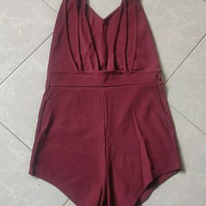 Backless Burgandy Swimsuit For Girls 😍