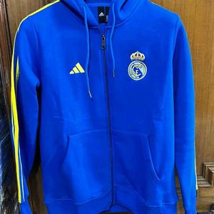 ADIDAS REAL MADRID BLUE ZIPPER HOODIE SIZE M