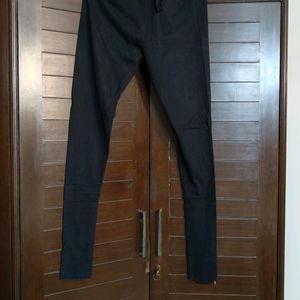 W Brand Women Solid Black Cotton Legging