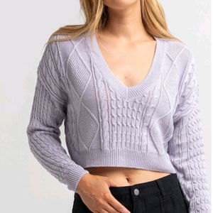 Lavender Korean Cropped Sweater