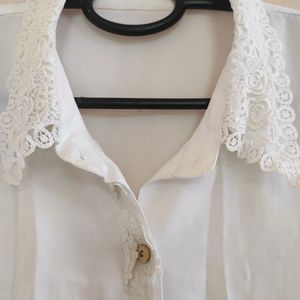 Lace Colar White Tops