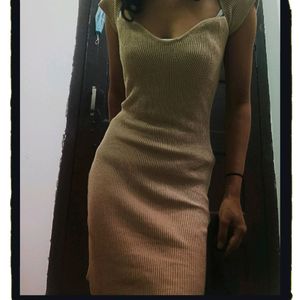 Sweetheart Neckline Nude Colour Dress