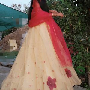 Rose Pink Organza Wedding Lehenga